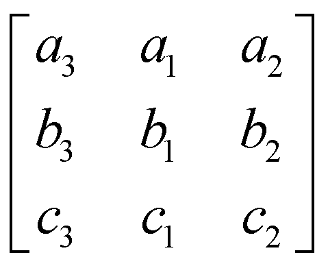 dimensional matrix of order R = 3 replaced by the column vector [a3 b3 c3]