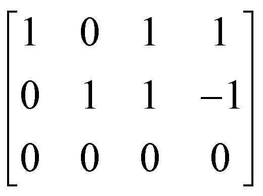 [1 0 1 1;0 1 1 -1;0 0 0 0]